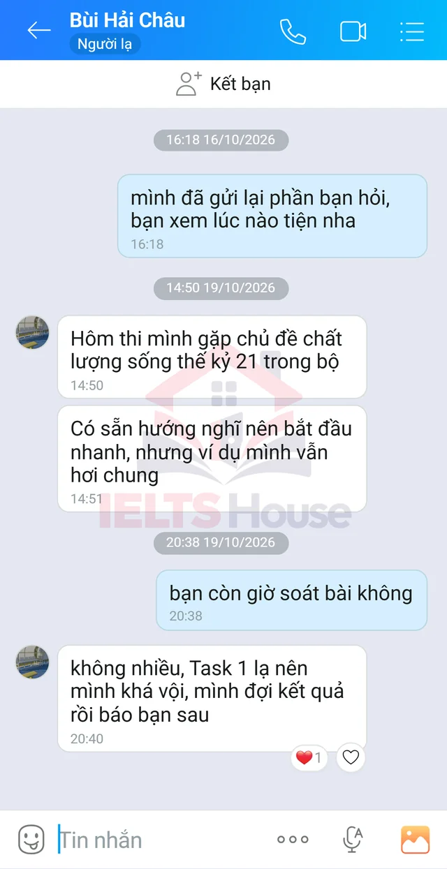 Ảnh feedback 67 trong bộ sưu tập IELTS House