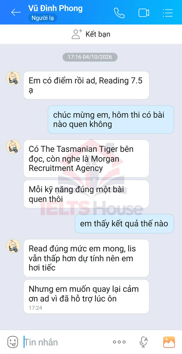 Ảnh feedback 78 trong bộ sưu tập IELTS House