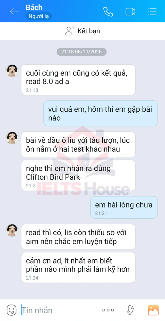 Ảnh feedback 81 trong bộ sưu tập IELTS House
