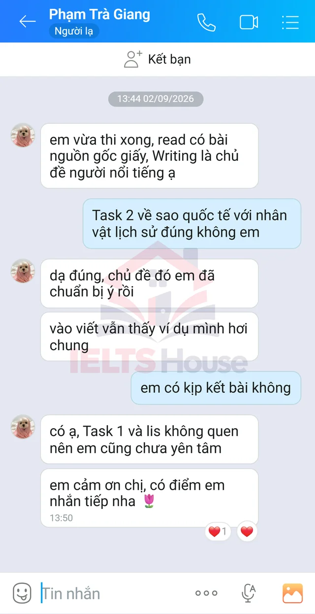 Ảnh feedback 94 trong bộ sưu tập IELTS House