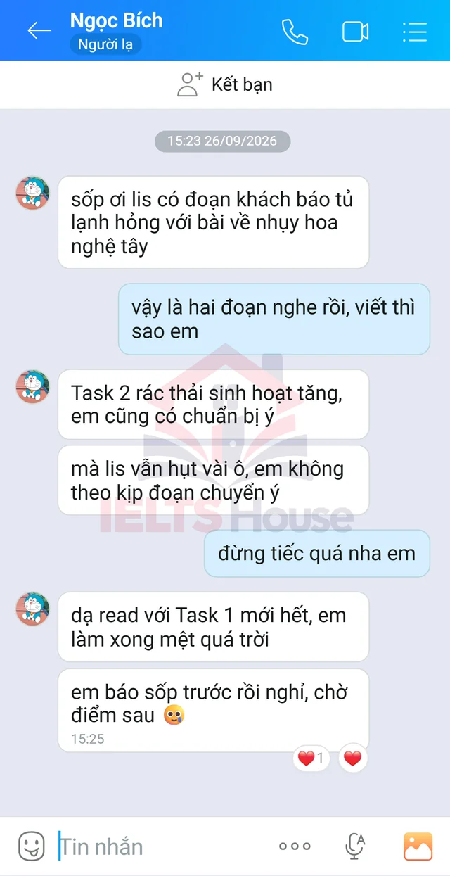Ảnh feedback 110 trong bộ sưu tập IELTS House
