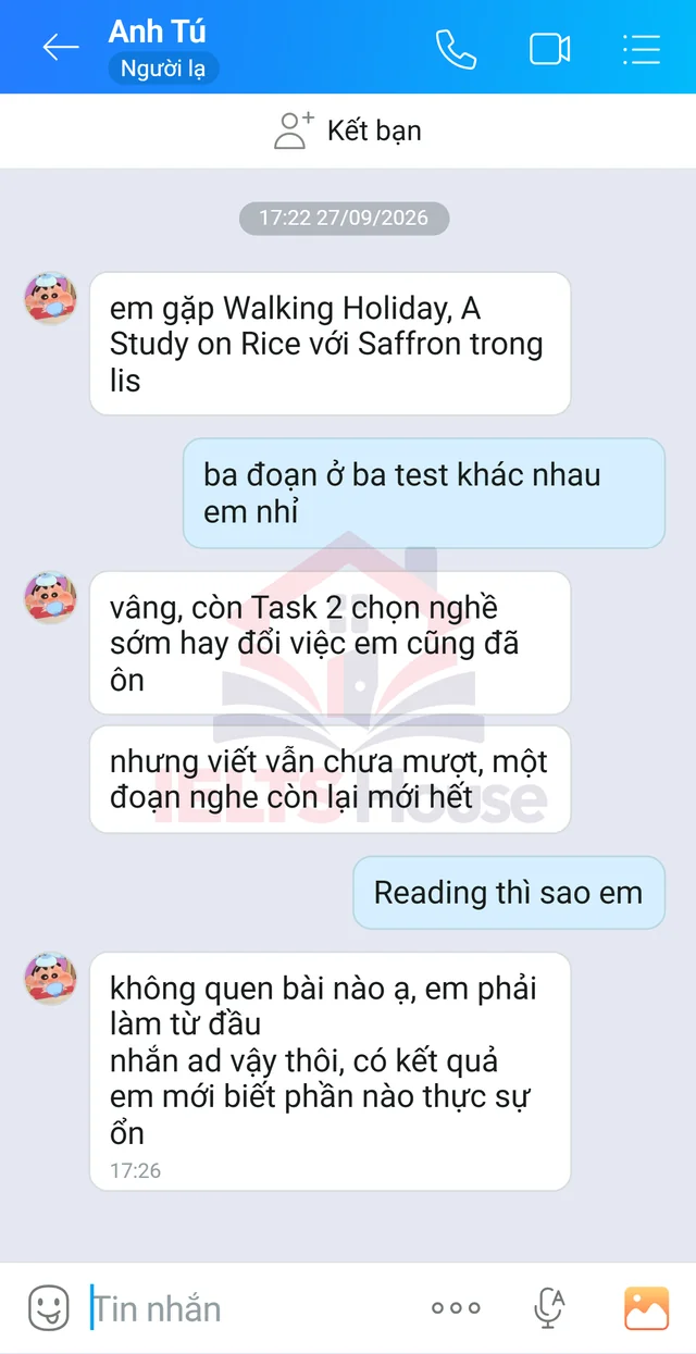 Ảnh feedback 113 trong bộ sưu tập IELTS House