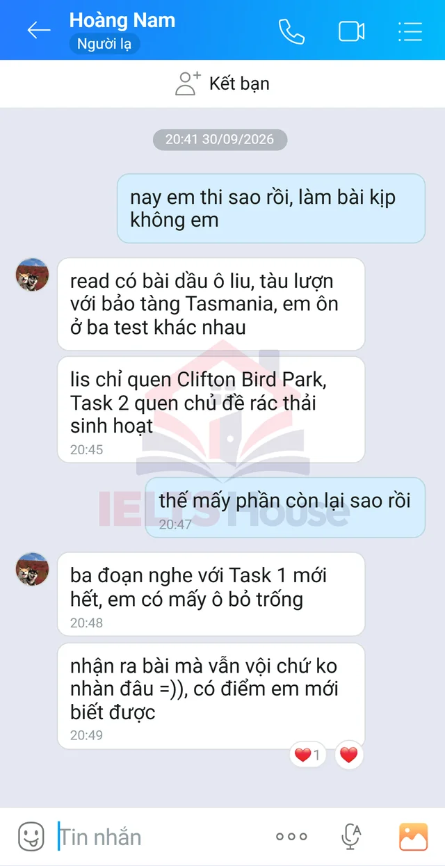 Ảnh feedback 122 trong bộ sưu tập IELTS House